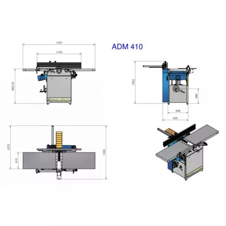 HOLZPROFI - ADM410 Raboteuse Dégauchisseuse - Largeur dégauchissage 410 mm - 3000 W - 230V ou 400V