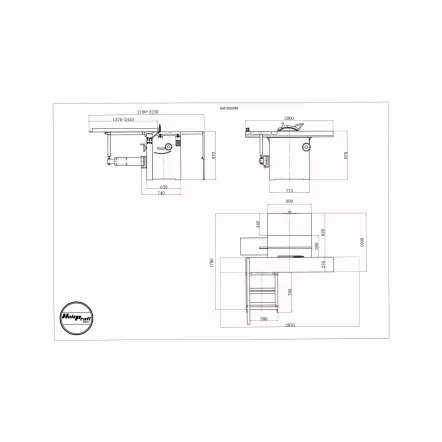 SAF2000I - Scie à Format avec Inciseur et Chariot 2000 mm - Hauteur de Coupe 100 mm 230V 3000W