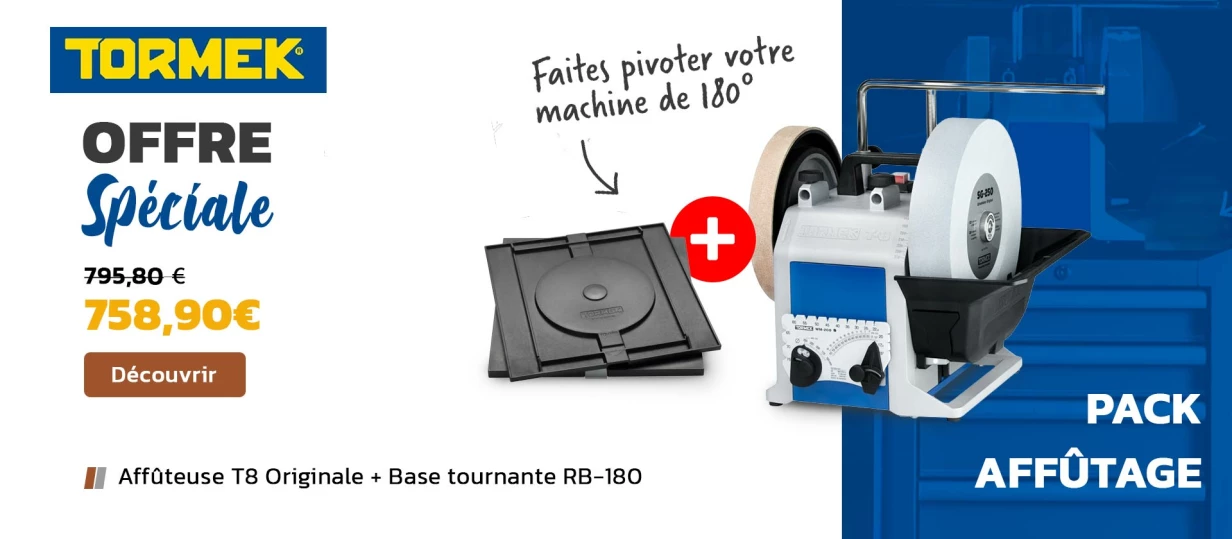 Pack Affûteuse Tormek T8 + Base tournante RB-180
