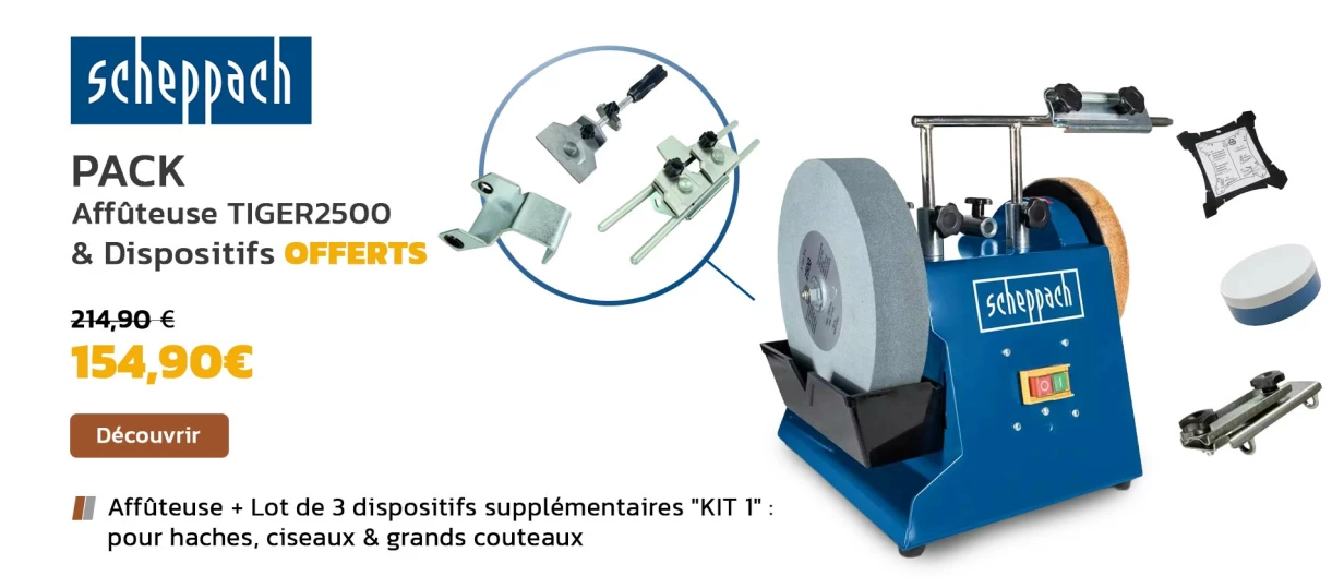 Pack Affûteuse TIGER 2500 + Kit 3 Dispositifs V-40, V-120, V-160
