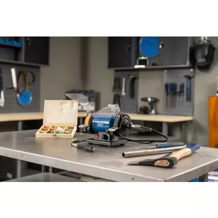 HG35 - Touret double avec arbre flexible - 2 meules ø75x20 mm + coffret 103 Accessoires !