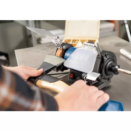 HG35 - Touret double avec arbre flexible - 2 meules ø75x20 mm + coffret 103 Accessoires !