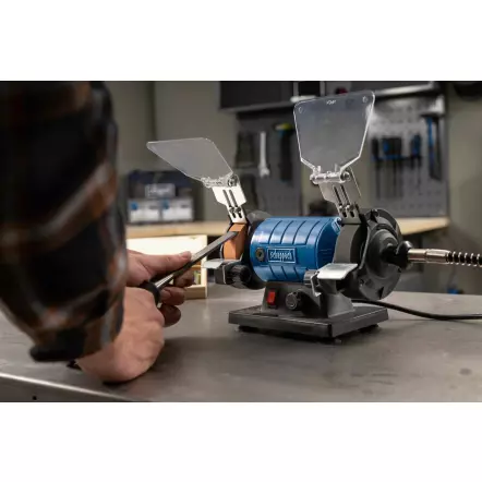 HG35 - Touret double avec arbre flexible - 2 meules ø75x20 mm + coffret 103 Accessoires !