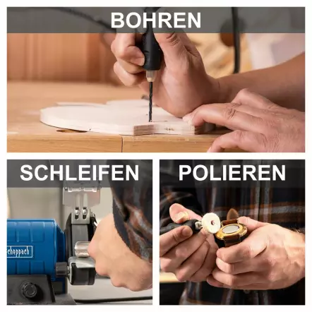 HG35 - Touret double avec arbre flexible - 2 meules ø75x20 mm + coffret 103 Accessoires !