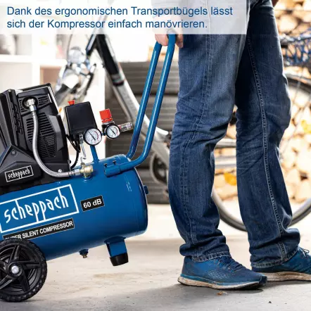 HC25Si - Compresseur ultra-silencieux - Puissance : 1 100 W Pression de service : 8 bars - Capacité : 24 L