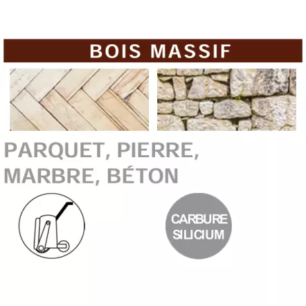 Rouleau parquet carbure silicium - Largeur 203mm Ht. 50mm (Différents grains disponibles) - LEMAN