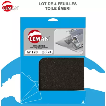 LEMAN - 4 FEUILLES TOILE EMERI 230X280 GR 40/60/100/150
