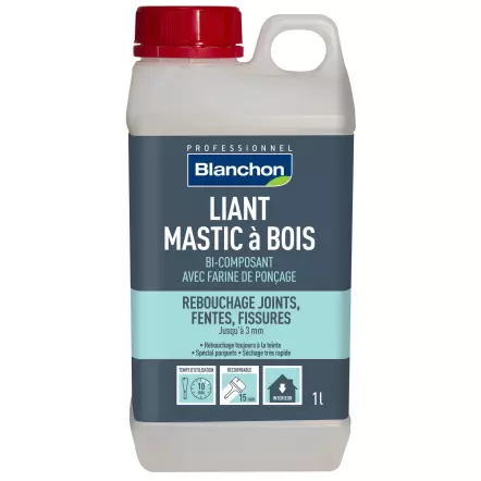 BLANCHON - Liant Mastic à Bois - Reboucheur à teinter à la poussière de bois - 1L, 5L ou 10L