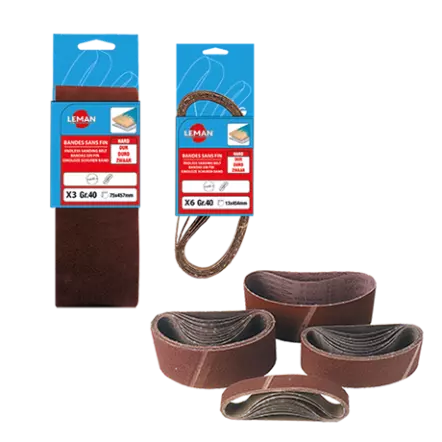 LEMAN - Lot de 3 bandes abrasives sans fin Corindon (différentes dimensions)