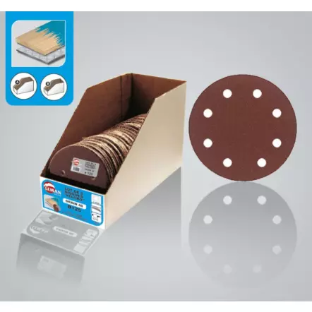 LEMAN - 8 DISQUES VELCRO 8 OU 6 TROUS ø115 | 125 | 150 MM GR40 | 80 | 120