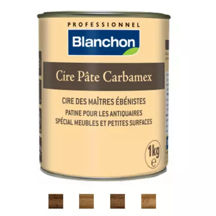 BLANCHON - Cire Pâte Carbamex - Patine spéciale meubles et petites surfaces - 4 teintes - 400g / 1 Kg