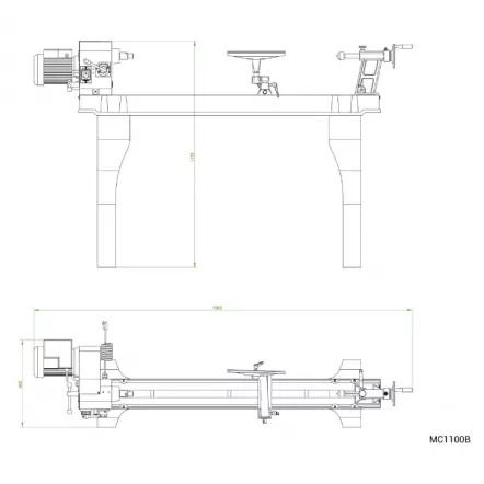 JEAN L'EBENISTE - MC1100B Tour à Bois Système variomatic par courroie Entre pointes 1100mm 230V/50Hz 1100w / 1.5CV