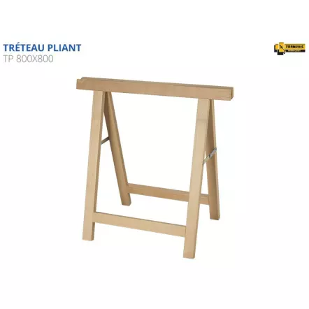 Tréteaux pliants professionnels 800 x 800 mm - Hêtre massif - Vendus par 2