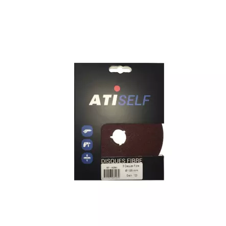 ATI - Disque fibre Ø125mm pour le bois et métal en Grain de 36, 80 et 120