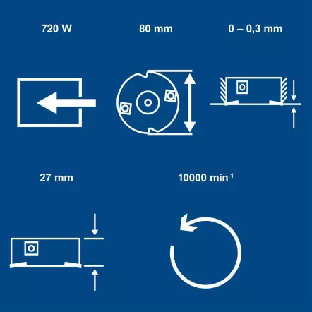 LFR720 - Rabot-Fraiseuse à peinture 720 W 10 000 tr/min. - Profondeur de fraisage réglable en continu (0–0,3 mm)