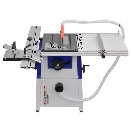 CORMAK - TS250CL - Scie sur table avec Chariot aluminium 1500 mm et rallonge - Hauteur de coupe 80 mm