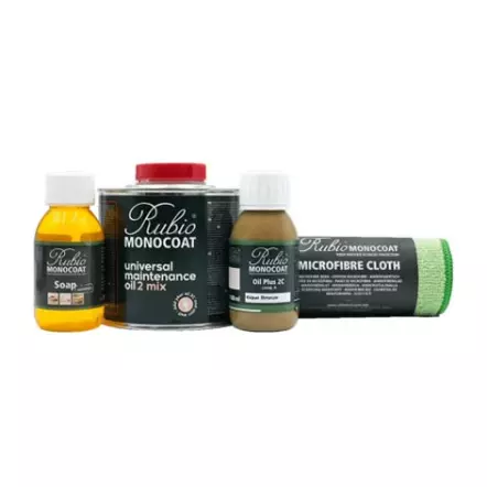 RUBIO MONOCOAT - CARE SET Parquet - Set de Protection comprenant Savon, Métallisant et chiffon