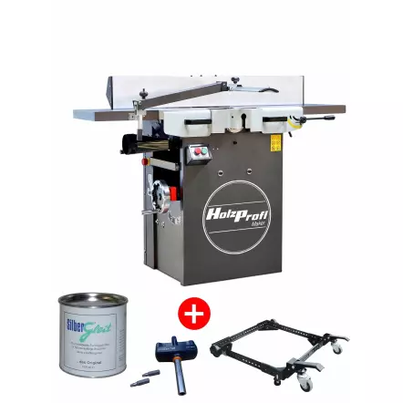PACK Dégau-Rabot DR250 - Dégauchisseuse-Raboteuse 250mm à arbre hélicoïdal avec Kit déplacement, glisse-bois et clé dynamométrique