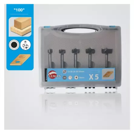 LEMAN - Coffret de 5 mèches à façonner HM Queue ø10mm / LT.90 ø15/20/25/30/35 (rotation droite)