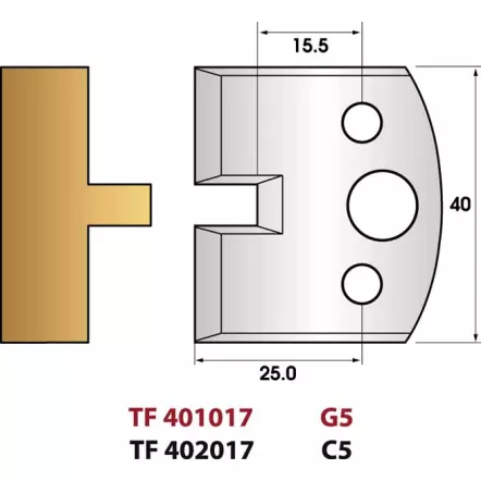 LEMAN - Languette 6 mm N° 017 - Jeu de 2 fers de  toupie Hauteur 40