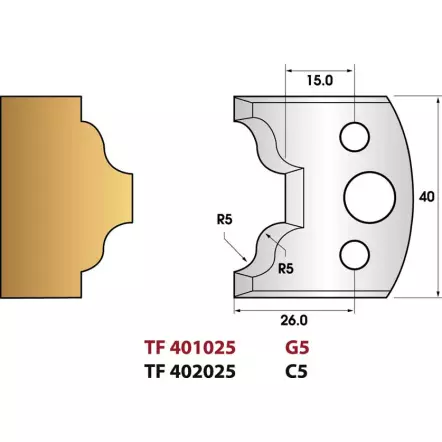 LEMAN - Petit bois doucine N° 025 - Jeu de 2 fers de toupie Hauteur 40