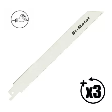 LEMAN - Carte de 3 lames de scie sabre (longueur : 205 mm)