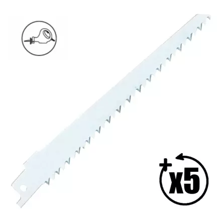 LEMAN - Carte de 5 lames de scie sabre (longueur : 130 mm)