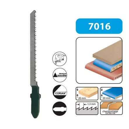 LEMAN - Lames de scie sauteuse LU 50 mm - PAS 1,3 mm (par 5 pièces)