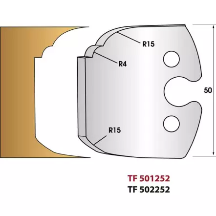 Plate bande double n° 252 - Jeu de 2 fers de toupie Hauteur 50 mm