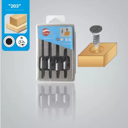 LEMAN - Coffret 4 forets hélicoïdaux + fraisoirs bois ø 3, 4, 5 et 6 mm