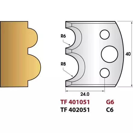 LEMAN - Boudin 8 & 6 mm N° 051 - Jeu de 2 fers de toupie Hauteur 40