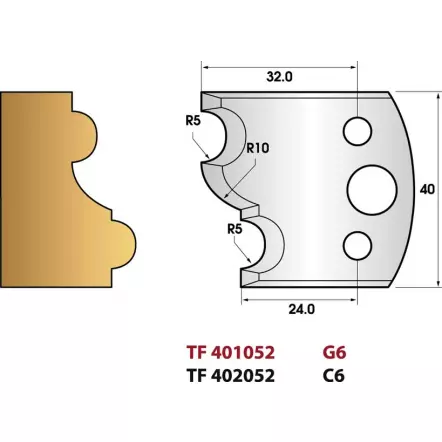 LEMAN - Multi-profil N°052 - Jeu de 2 fers de toupie Hauteur 40 mm