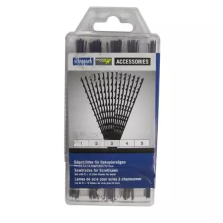 SCHEPPACH - Kit de 5 x 12 lames de scie à chantourner sans ergots, pour le bois