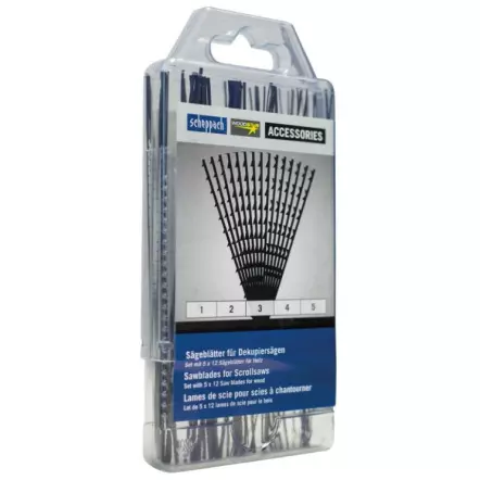 SCHEPPACH - Kit de 5 x 12 lames de scie à chantourner sans ergots, pour le bois