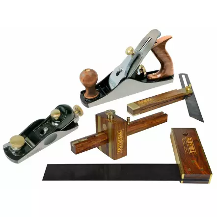 FAITHFULL - Ensemble d'outils de menuisier 5 pièces en coffret bois
