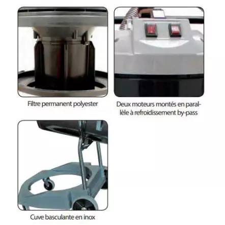 LEMAN - ASP701 Aspirateur cuve inox 70 litres utiles 2000W