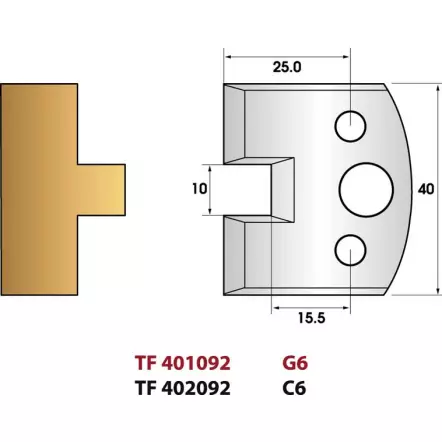 LEMAN - Languette 10 mm n° 092 - Jeu de 2 fers de toupie Hauteur 40 mm