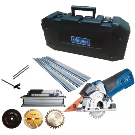 Scheppach - PL285 Scie plongeante Ø 89 mm + 3 Lames + 3 Rails 420 mm + Malette