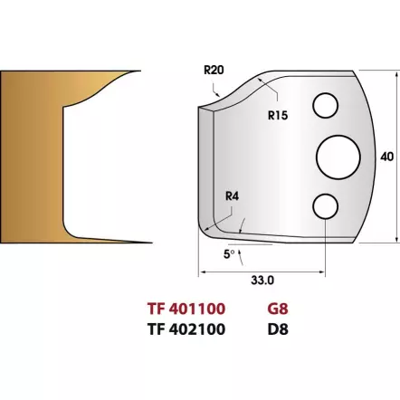 Plate-bande N°100 - Jeu de 2 fers de toupie Hauteur 40 mm
