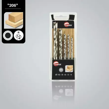 LEMAN - Coffret 5 Forets Helicoïdaux HSS bois ø 4/5/6/8/10 mm