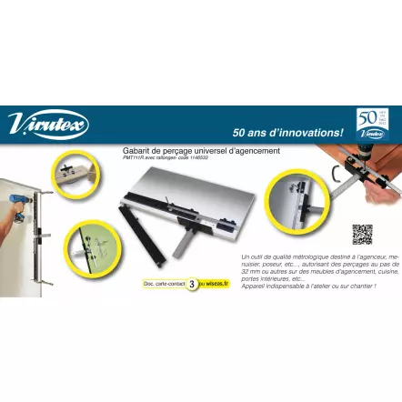 VIRUTEX - Gabarit de traçage + 2 règles d extension PMT111R