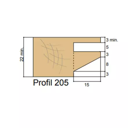 ZAK - ZAK509205 Profil chanfrein 8x15xHt14 mm
