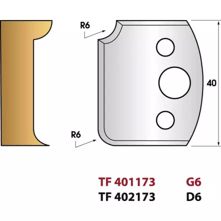LEMAN - 1/4 de Rond Rayon 6 mm N° 173 - Jeu de 2 fers de toupie Hauteur 40