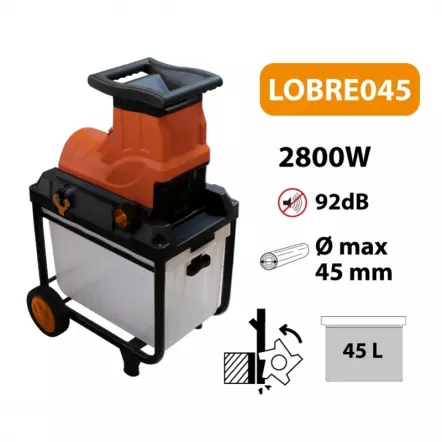 LEMAN - LOBRE045 Broyeur électrique de végétaux Ø maximum 45 mm - 2800 W