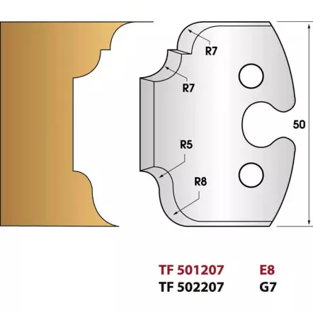 LEMAN - Multi-moulure N°207 - Jeu de 2 fers de toupie Hauteur 50 mm