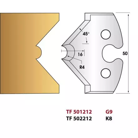 Mouchette de 8 mm N°212 - Jeu de 2 fers de toupie Hauteur 50 mm