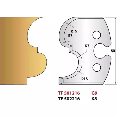 LEMAN - Bec de corbin et Scotie N°216 - Jeu de 2 fers de toupie Hauteur 50 mm
