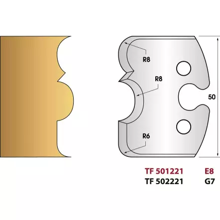 LEMAN - Tore à gorge N° 221 - Jeu de 2 fers de toupie Hauteur 50 mm