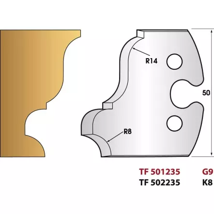 LEMAN - Jeu de 2 fers de toupie 235 Grande doucine à congé symétrique à congé quart de rond