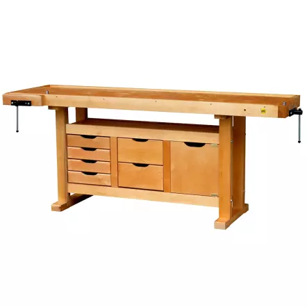 OUTIFRANCE - 0013202 Etabli bois à caisson 2000x600 mm - 1 porte / 6 tiroirs